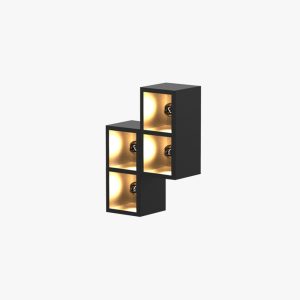 EIN556 Cube Square Metal/Glass Outdoor Wall Lamp, Black