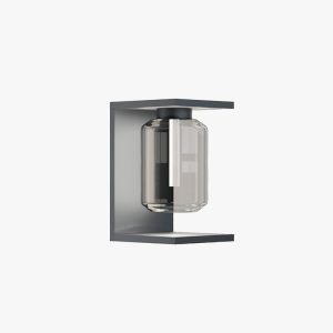 EIN540 Lantern Glass Outdoor Wall Lamp, Black/Gray