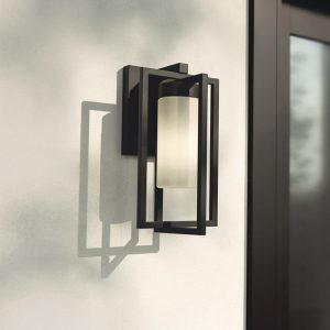 EIN560 Designer Rectangular Metal Outdoor Wall Lamp, Black