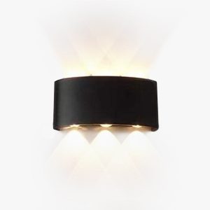 EIN539 Rectangular Metal Outdoor Wall Lamp, Black/White, Water-wave