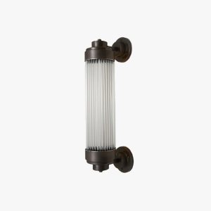 EIN548 Alessio Vintage Cylindrical Glass Outdoor Wall Lamp, Bronze