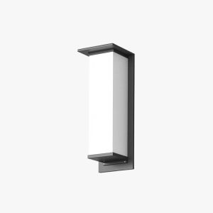EIN551 Moden Solar Rectangular Metal/Acrylic Outdoor Wall Lamp, White/Black