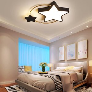 EIN585 2 Star Shapes Flush Mount Ceiling Light LED Classic Dimmable Baby Kids Lights for Bedroom