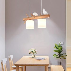 EIN575 Rustic Island Kitchen Pendant Lighting Wood Bamboo Glass Pendant Lighting