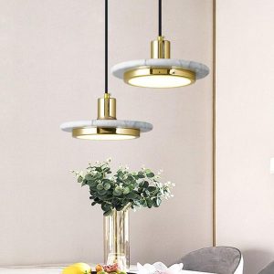 EIN580 Double Circle Pendant Lighting Classic Metal Marble Island Pendant Lights