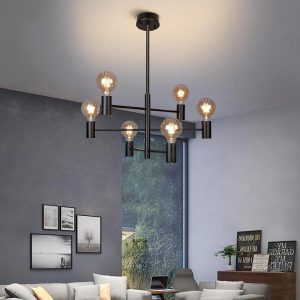 EIN583 Nordic Style Black Sputnik Chandelier Industrial Mini Chandelier 6 Bulbs