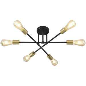 EIN570 Minimalist Geometric Industrial Sputnik Chandelier 6 Bulbs
